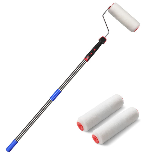 FLY HAWK Paint Roller,4 FT Brush kit Multi-Function Paint Roller kit with House Paint Roller Brush Stainless Steel Pole, New Splicing Rod, Mural Brush for Walls and Ceiling (White) (4 FT)