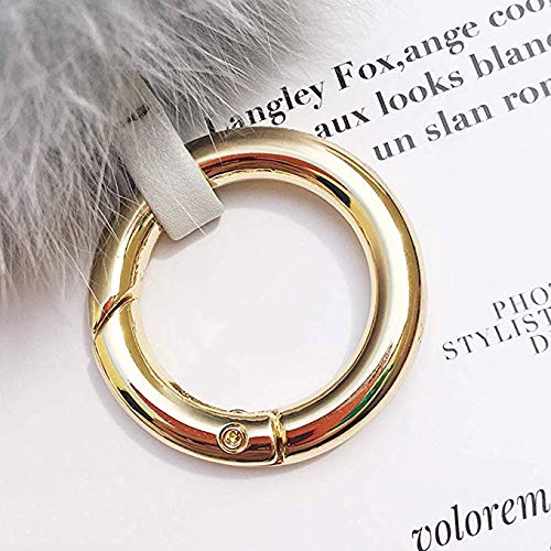 Genuine Fox Fur Pom Pom Keychain Bag Charm Car Purse Charm Fluffy Fur Ball for Car Key Ring Handbag Tote Bag Pendant (Snow Black)