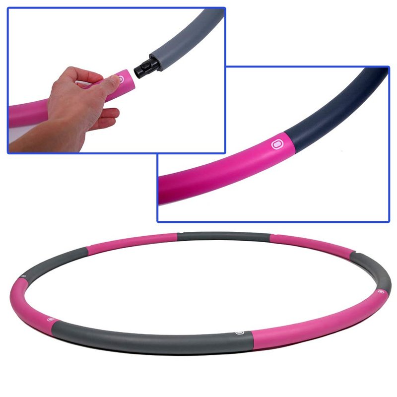 Joofang 5lb Exercise Hoops for Adults, 40in Adjustable Hoola Hoop, Weighted Black Hoop, Fitness Hoop for Weight Loss, Abdominal Trainer Fitness Training, Fat Burning, Home Gym Core Workout