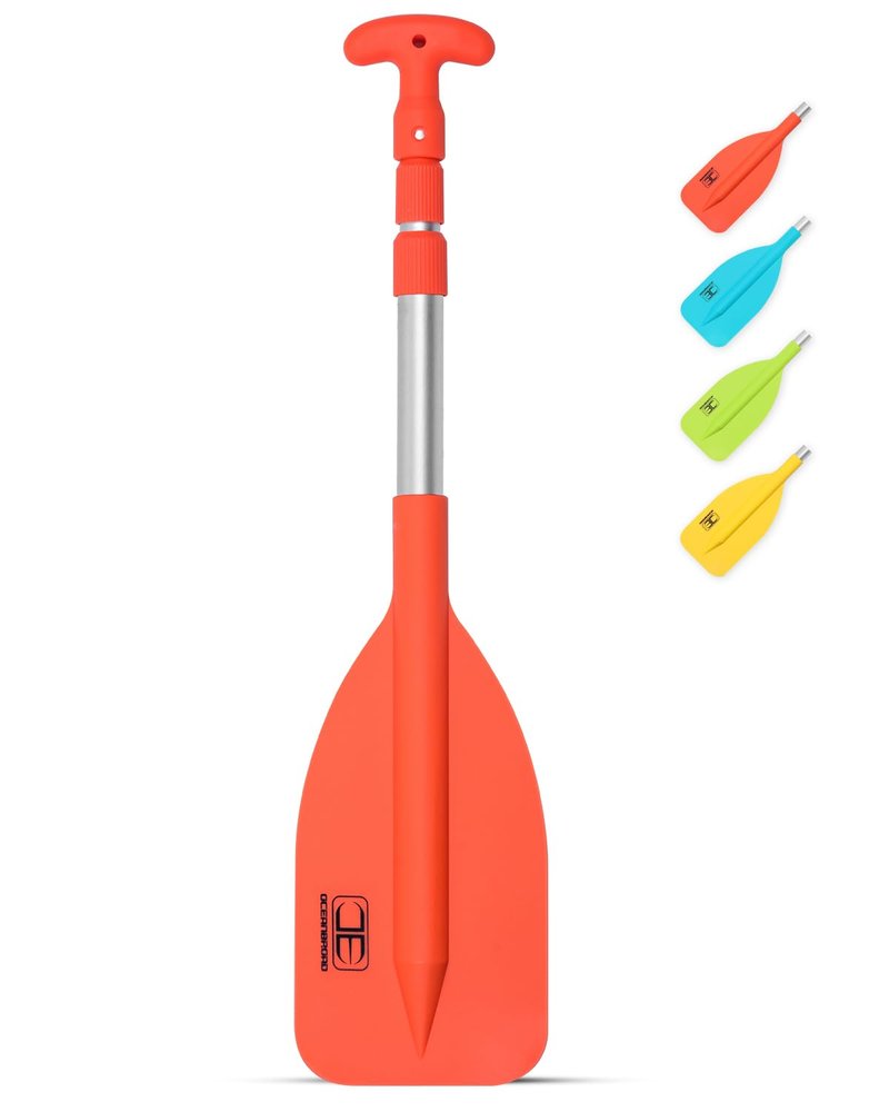 OCEANBROAD Telescoping Emergency Paddle 26''-54'' Collapsible Paddles Aluminium Shaft for Kayaking Boating Canoeing River Tubing, Orange, 1 Paddle