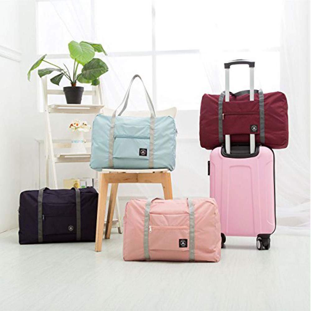 (2 Pack) Foldable Travel Duffel Bag, Waterproof Airlines Carry On Luggage Bag, Lightweight Travel Luggage Bag for Sports, Gym, Vacation (Light Blue,Dark Blue)