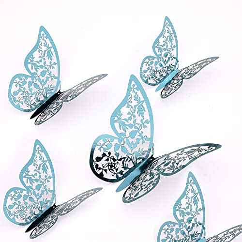 AIEX 24 x 3D Butterfly Ornaments with 3 Different Sizes (Indigo)