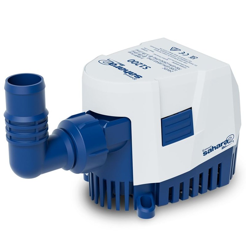 Attwood 5512-7 Sahara MK2 S1200 (12V), Automatic Bilge Pump, 1200 GPH, with Fittings (Elbow & Straight), Direct Replacement for Attwood 4511-7