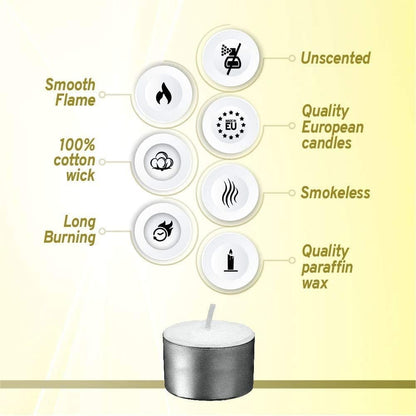 Bolsius 8 Hour Burning Tealights, Pack of 50, White, 7x18x32 cm, Unscented