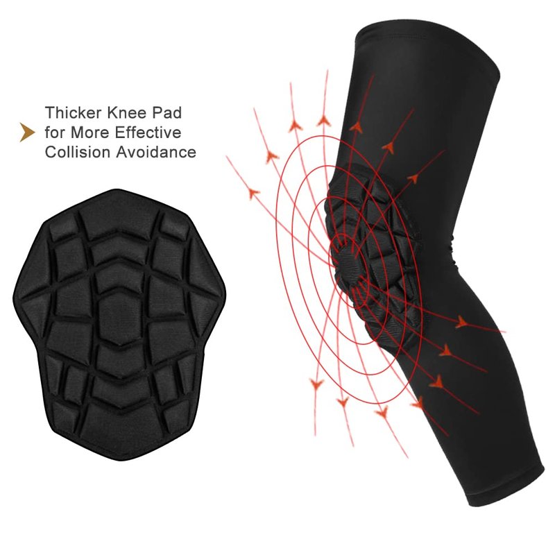 SZKANI Knee Pads Compression Leg Sleeve Knee Sleeve for All Sports Wrestling Protector Gear, 1 Pair of Knee Paded(Black_2 Pack, Large)