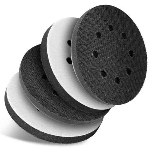 4 Pack Orbital Sander Foam Pad, Professional Foam Sanding Pads for Orbital Sander, 5 Inch 8 Holes Hook and Loop Sponge Sanding Interface pad