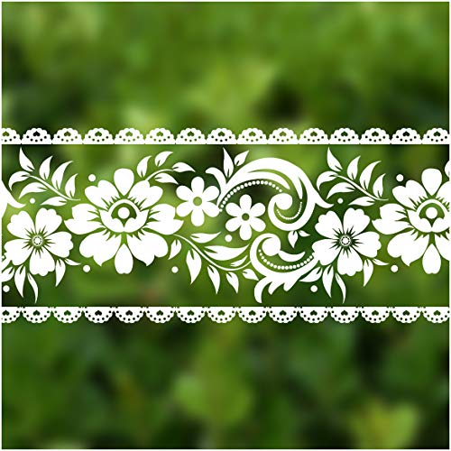 VEELIKE Lace Border Window Sticker Transparent White Removable Peel and Stick Wallpaper Wall Waist Line Sticker for Wall Glass Window Door Home Decor DIY (4 inch¡¿32.8 ft)
