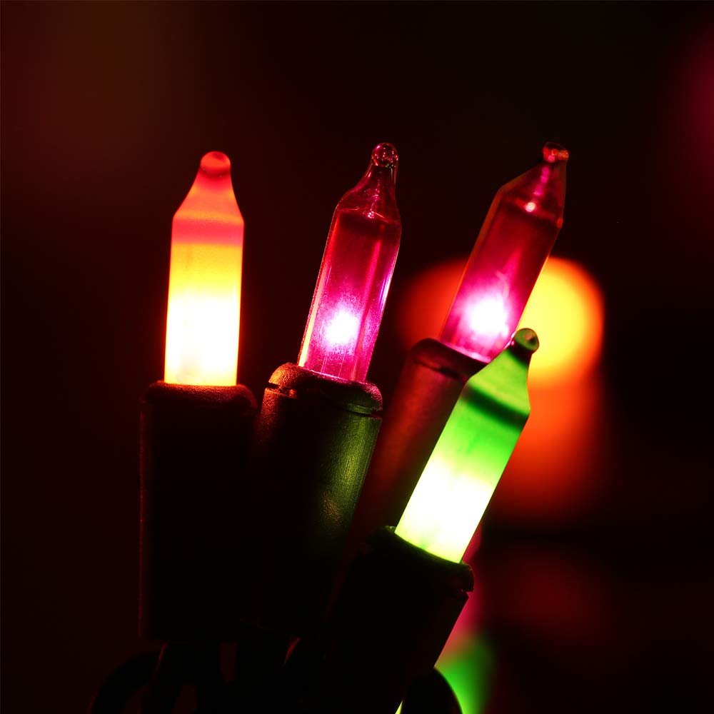 ⭐️Halloween String Lights - 24ft 100 Incandescent Orange&Purple&Green Mini Bulbs Lights, Halloween Lighting Decor for Outdoor&Indoor Use, Fairy Garden, Yard, Home, Party, Holiday, Halloween Decoration