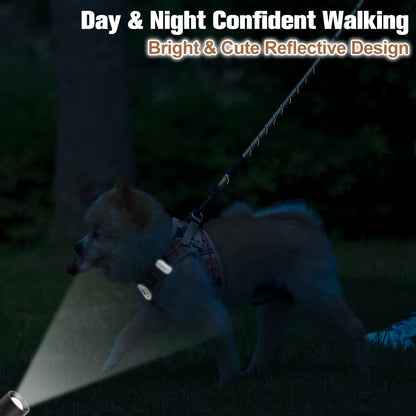 BEAUTYZOO Small Dog Harness and Leash Set,Step in No Choke No Pull Soft Mesh Dog Harnesses Reflective for Extra-Small Medium Puppy Dogs and Cats, Plaid Dog Vest Harness for XS S Pets, Beige XS