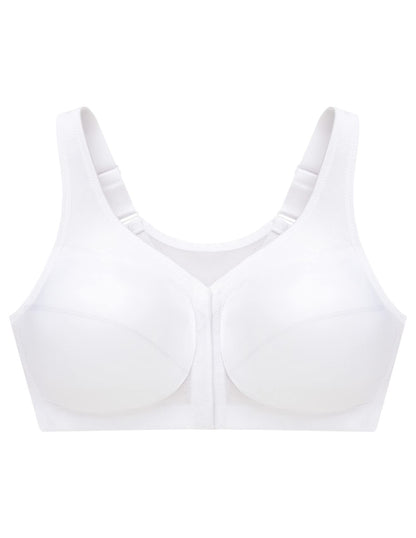 Glamorise Full Figure Plus Size MagicLift Front-Closure Posture Back Bra Wirefree #1265 White 42DD