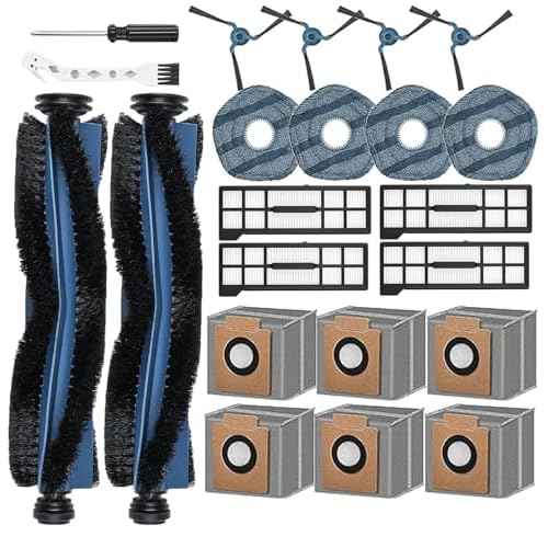 22 Pack X10 Pro Omni Replacement Accessories for Eufy X10 Pro Omni Robot Vacuum Cleaner, 2 Main Roller Brush, 6 Dust Bags 4 Side Brushes 4 Filters 4 Mop Pads 1 Screwdriver 1 Clean too