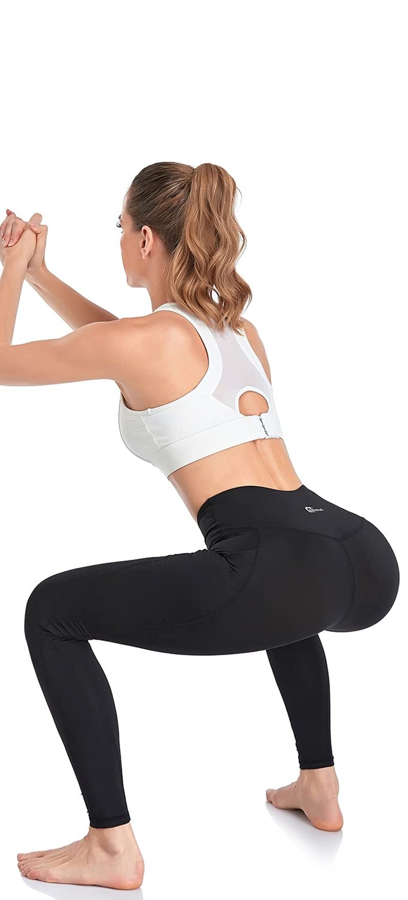 CAMMUR Women's Naked-Feeling High Waisted Leggings, Buttery-Soft Tummy Control Yoga Pants with Pockets for Workouts - 7/8 Black