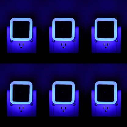 6 Pack Blue LED Night Light Plug in, Dusk to Dawn Sensor Automatic On and Off, Energy Efficient, Soft Glow Kids, Nursery, Bedroom, Bathroom, Hallway, Stairs, Kitchen