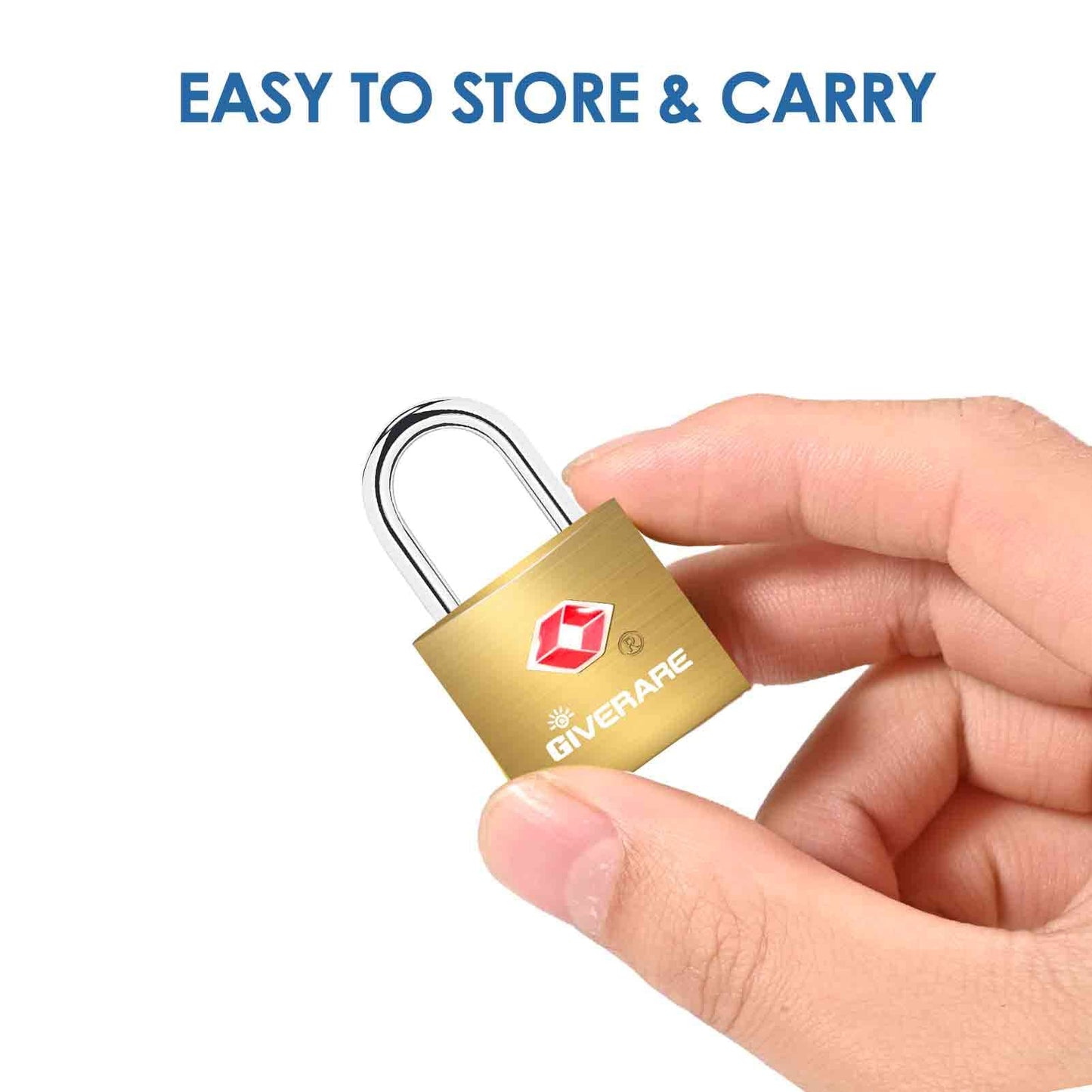 4 Pack TSA Approved Travel Luggage Locks with Keys, Solid Brass Copper Keyed Padlock, Small Locks for Suitcase, Backpack, Gym Locker, Jewelry Box, Gold-by GIVERARE