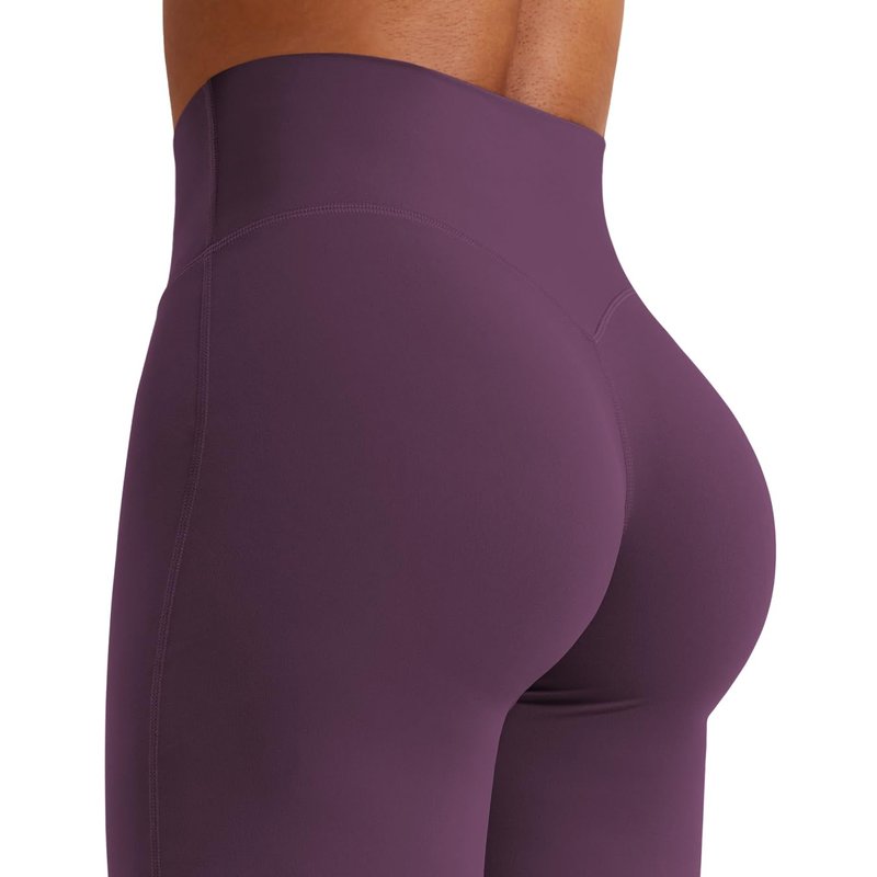 YEOREO Workout Leggings Womens No Front Seam Straight Leggings 35" High Waist Buttery Eddiy Gym Yoga Pants Black Berry Purple L
