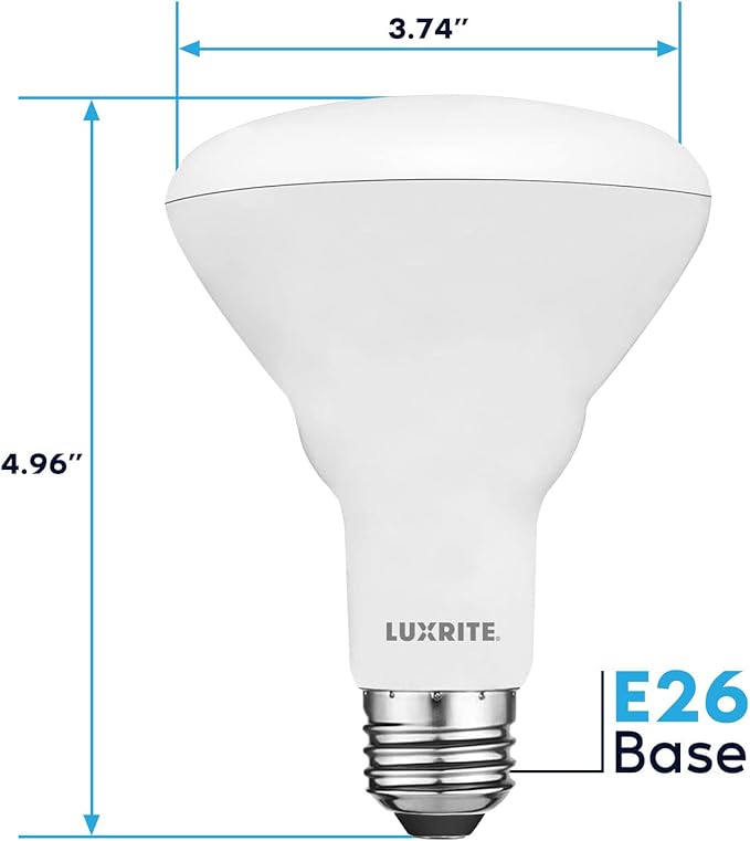 LUXRITE 12-Pack BR30 LED Bulb, 65W Equivalent, 3000K Soft White, Dimmable, 650 Lumens, LED Flood Light Bulbs, 8.5W, Energy Star, E26 Medium Base, Damp Rated, Indoor/Outdoor - Living Room and Kitchen