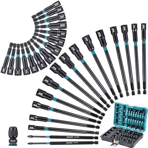 LIBRATON 31PCS Magnetic Nut Driver Set, 1/4" Impact Drill Driver Bit Set, Long Nut Drivers 6INCH, Metric & SAE Nut Drivers for Impact Drill, Socket Set, Impact to Hex Converter, PH1, PH2, Storage Box