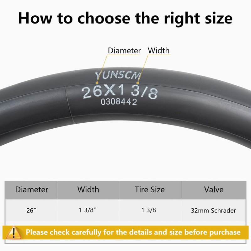 26x1 3/8 (37-590) Heavy Duty Bike Tubes AV32MM Schrader Valve Bicycle Tubes Premium Butyl Rubber Compatible with 26x1 3-8 26 x 1 3/8 Road,Gravel,City Bike Bicycle Tire Tubes 2-PCS