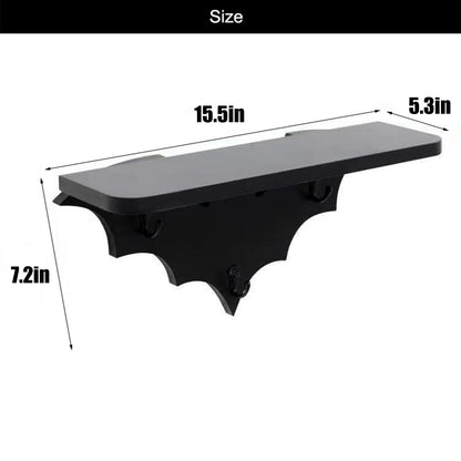 Bat Shelf Floating Shelves for Wall,15.5 inch Wall Shelf with 3 Key Hooks,Black Shelves for Living Room Bedroom Kitchen Gothroom