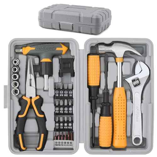 Hi-Spec 30pc Magnetic T-Handle Ratchet Wrench and Screwdriver Set. Small Compact Hand Tool Kit Set with Sockets for Home & Car & Office. Toolkit Starter Repairs in a Portable Tool Box Case