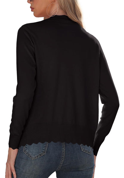 GRECERELLE Cardigan Sweater for Women Lightweight Long Sleeve Shrug Sweater for Women Dressy, Black, X-Small