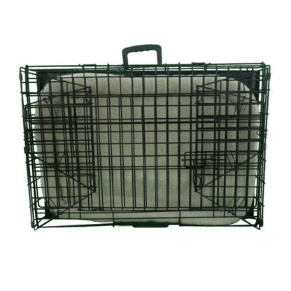 Ellie-Bo Black Deluxe Slanted Medium 30-inch Folding Dog Cage/Crate with Metal Tray and Dog Bed Mat