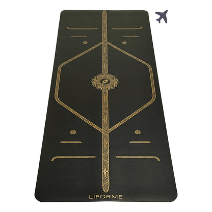 Liforme Travel Yoga mat – Patented Alignment System, Warrior-Like Grip, Non-Slip, Eco-Friendly, Ultra-Lightweight and Sweat Resistant, Made with Natural Rubber