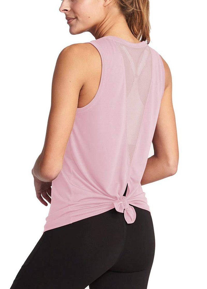 Bestisun Womens Exercise Tops Yoga Shirts Workout Dance Athletic Clothing Breathable Gym Tanks Pink M