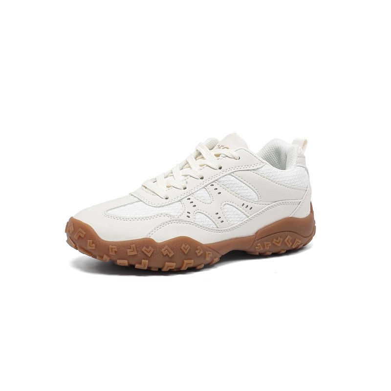Women's Fashion Platform Shoes - Breathable Comfortable Thick Sole Walking Shoes - Mesh Casual Lace-up Training Shoes（Beige,8.5）