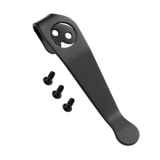 Titanium Deep Carry Pocket Clip for Spyderco Para 3 and Smock Knives, Premium Custom-made Pocket Clip with 3 Pieces Screws, Black