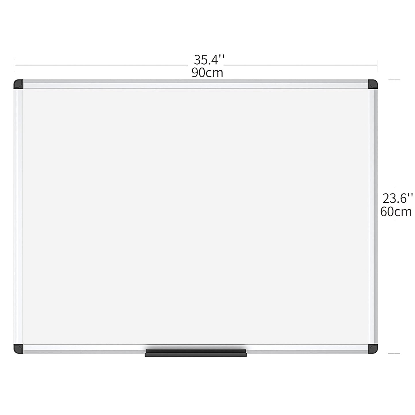 VIZ-PRO Magnetic Whiteboard Silver Aluminium Frame, W90xH60CM