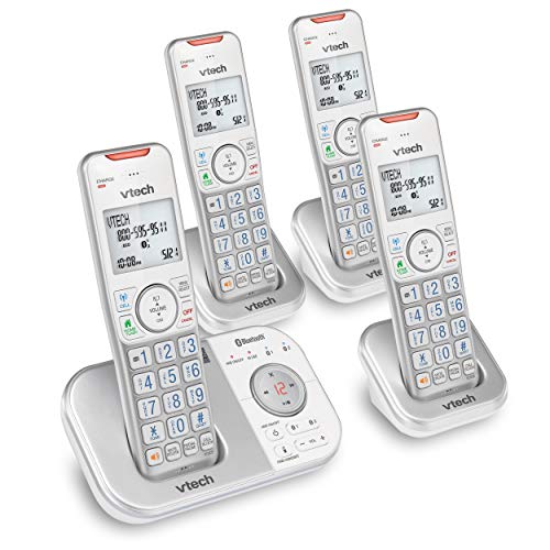 VTech VS112-4 Bluetooth 4 Handset Cordless Phone for Home with Answering Machine, Call Blocking, Caller ID, Intercom and Connect to Cell