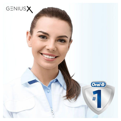 Oral-B Genius X Electric Toothbrush with Artifical Intelligence, App Connected Handle, 1 Toothbrush Head & Travel Case, 6 Mode Display with Teeth Whitening, 2 Pin UK Plug, Black