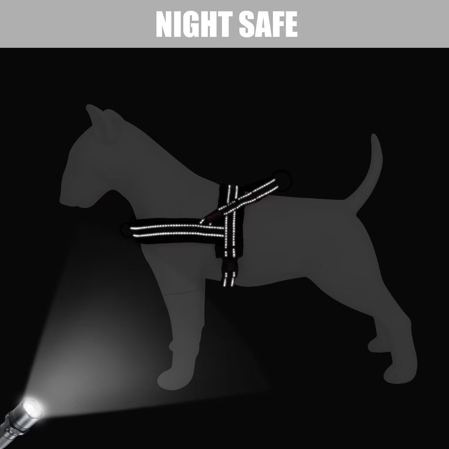 Didog Soft Flannel Padded Dog Vest Harness, No Pull/Quick Fit Reflective Dog Strap Harness, Easy for Training Walking (L:Chest 26-32", Black)