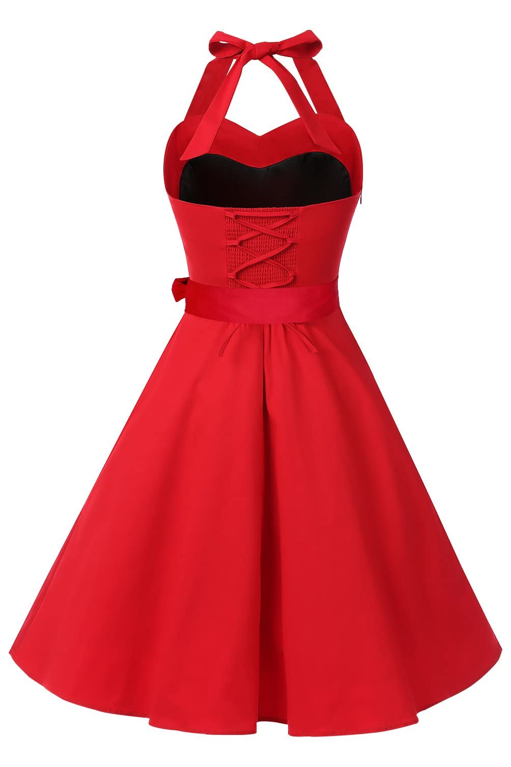 Topdress Women's Vintage Polka Audrey Dress 1950s Halter Retro Cocktail Dress Red M New