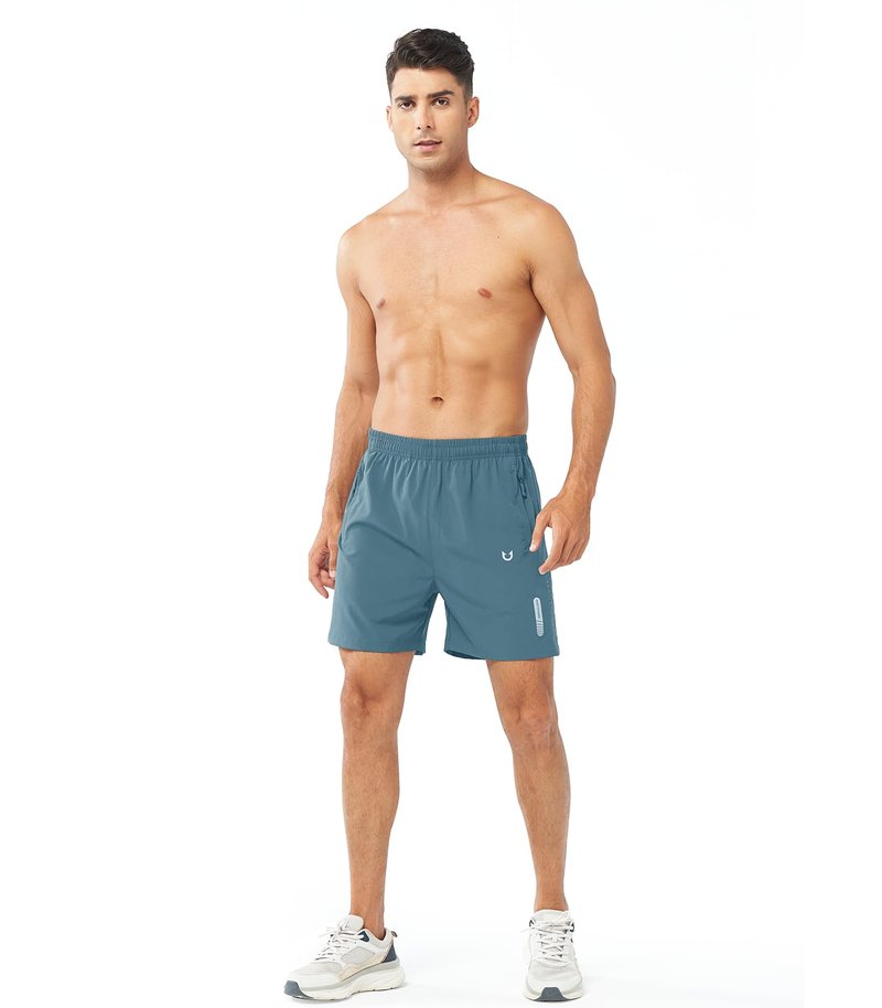 NORTHYARD Men's Athletic Running Shorts Gym Workout 7"/9"/5" Quick Dry Lightweight Sports Basketball Tennis 3 Zipper Pockets GREYBLUE-5inch 2XL