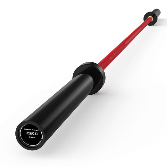 25mm 35lb Womens Olympic Barbell 6.5FT Olympic Barbell 2inch 1000lb Capacity Olympic Bar with Moderate Knurling For Squats Curls Deadlifts Weightlifting Red