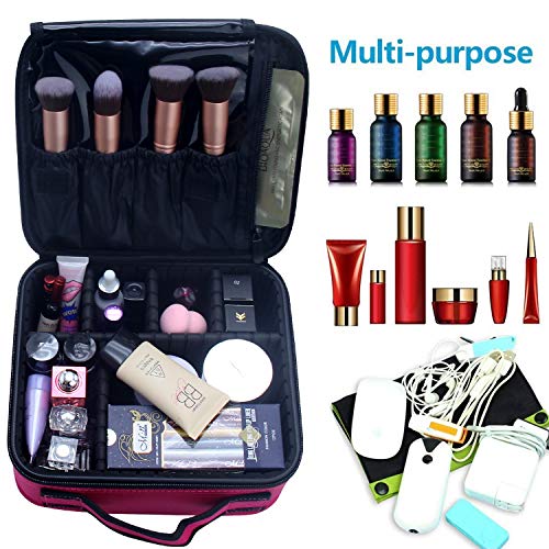 Relavel Makeup Bag with LED Mirror, Makeup Box Travel Train Case with Rechargeable Lighted Mirror, Cosmetic Brush Organizer Storage for Makeup Artists Gifts for Women and Girls, Hot Pink Shining Star