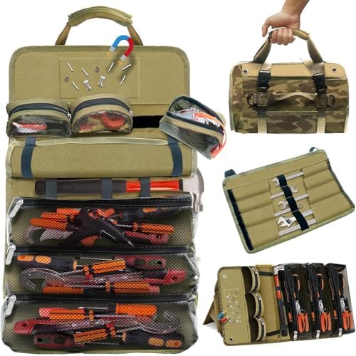 Roll Up Tool Bag Organizer: Father's Day Gift For Men, Dads, Mechanics, Electricians, Motorcycle Enthusiasts, Construction Workers, and Hobbyists - Gifts for Father's Day (Large)