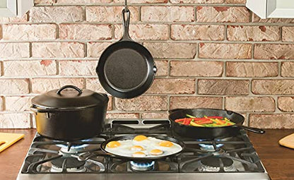Lodge L8DD3 4.73 litre / 5 quart Pre-Seasoned Cast Iron Double Dutch Oven (with Loop Handles), Black