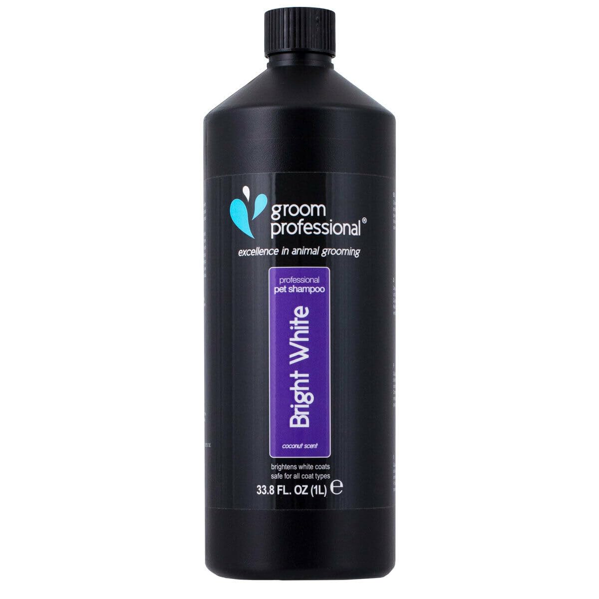 GROOM PROFESSIONAL Bright White Dog Shampoo - Coat Whitening Shampoo for Dogs - Enhances White Tones - Deep Cleansing Formula for Dirty Coats - Added Coconut Oil for Soothing Dry or Itchy Skin, 1L