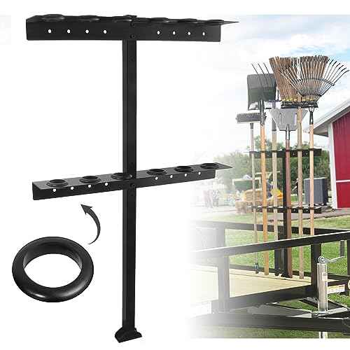 Trailer Tool Rack Shovel Holder - Shovel Rack for Trailer with 6 Tool Holes with Rubber Grommets
