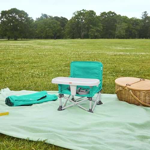 Bright Starts Pop 'N Sit Portable Booster, Indoor/Outdoor Use, Floor Seat with Feeding Tray, Teal, 6 Mos - 3 Yrs