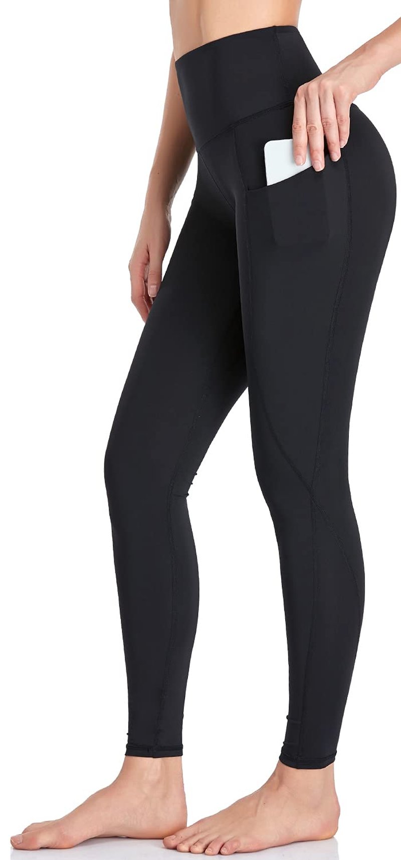 CAMMUR Women's Naked-Feeling High Waisted Leggings, Buttery-Soft Tummy Control Yoga Pants with Pockets for Workouts - 7/8 Black