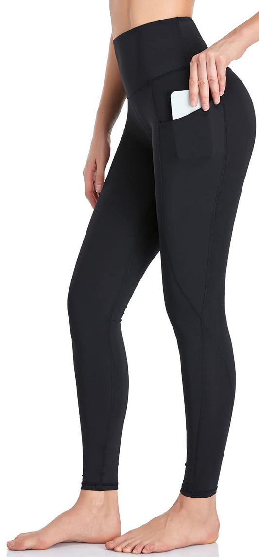 CAMMUR Women's Naked-Feeling High Waisted Leggings, Buttery-Soft Tummy Control Yoga Pants with Pockets for Workouts - 7/8 Black
