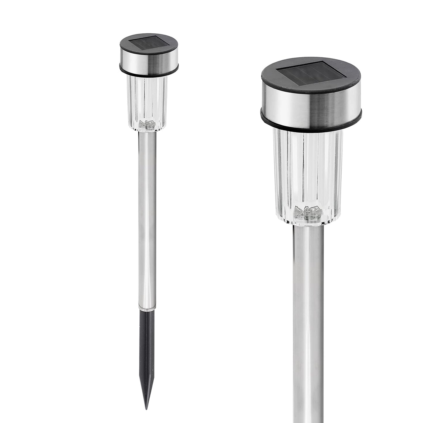 GloBrite Pack of 10 Solar Lights Outdoor Garden – Waterproof Stainless Steel LED Solar Garden Lights with Stake for Pathway, Driveway, Patio, Walkway, Lawn, Yard & Landscape Decoration