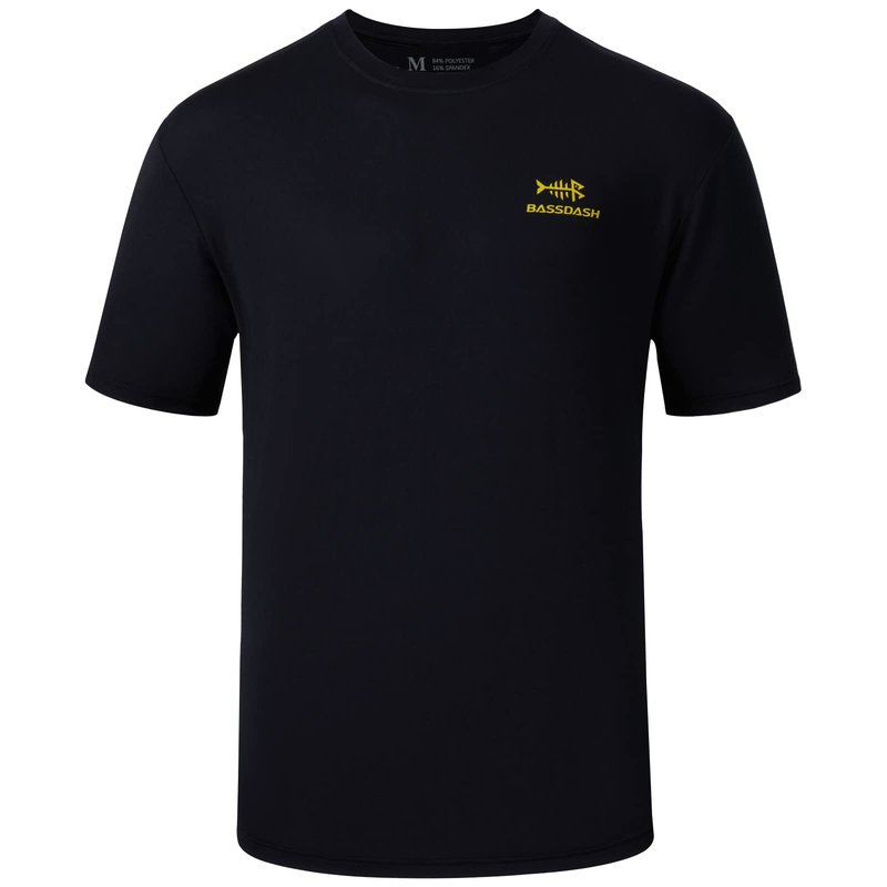 BASSDASH Men’s UPF 50+ Short Sleeve Fishing Shirts Performance Cooling UV Sun Protection Hiking T-Shirts Black