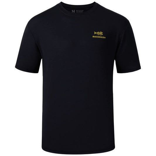 BASSDASH Men’s UPF 50+ Short Sleeve Fishing Shirts Performance Cooling UV Sun Protection Hiking T-Shirts Black