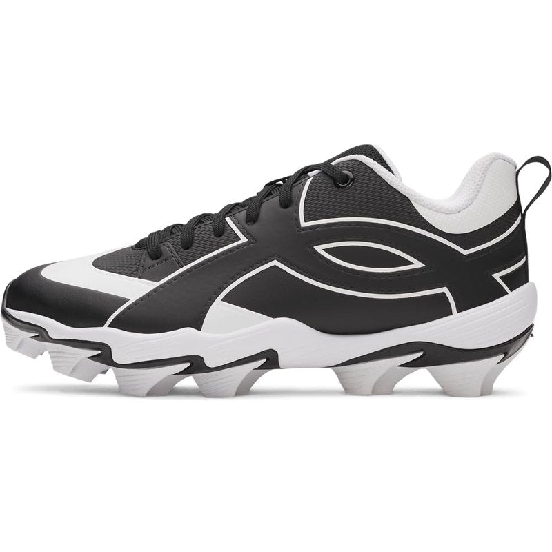 Under Armour Boys' Leadof Icon Low RM JR Baseball Cleats, (001) Black/Black/White, 3, US
