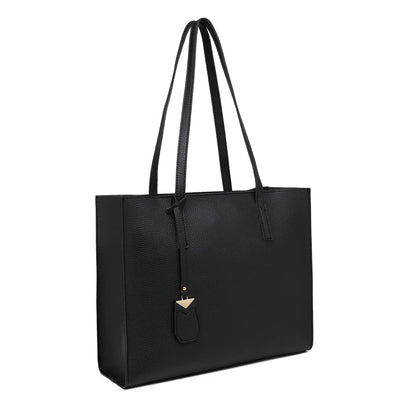 MORGLOVE Women's Tote Bag Large Handbag Soft Leather Simple Shoulder Bag with Zipper for School Work Leisure (A-Black)